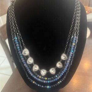 Elegant Silver and Blue Multi-Layer Necklace - Premier Jewelry - Never worn. 28”
